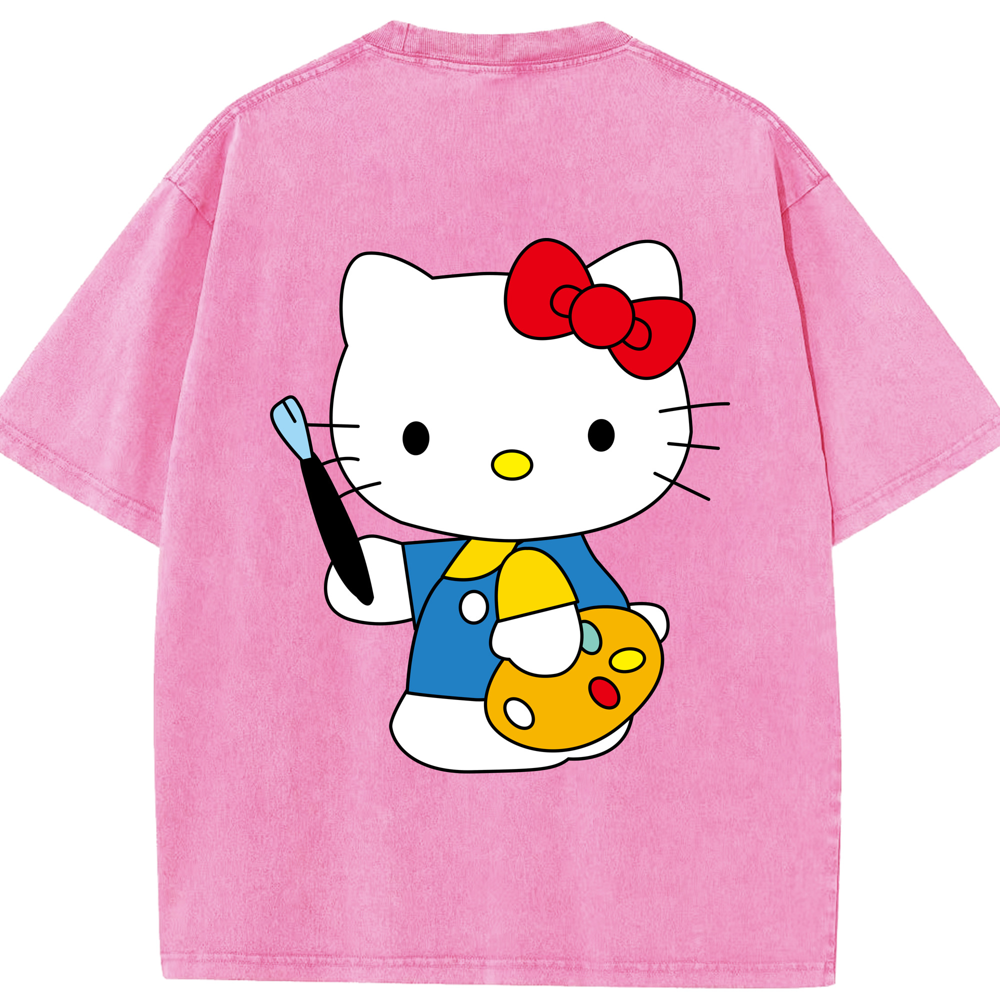（画像用） Hello Kitty ハローキティ 綿100% ヴィンテージ風 半袖Tシャツ（背面プリント）